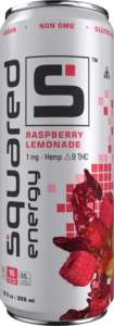 12 ounce sleek aluminum can of Raspberry Lemonade by Squared Energy