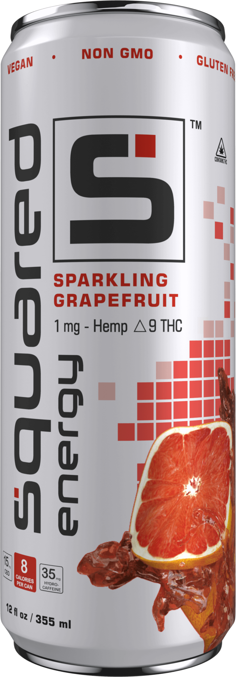 12 ounce sleek aluminum can of Sparkling Grapefruit by Squared Energy