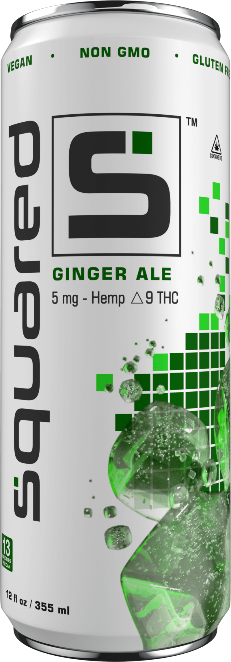 12 ounce sleek aluminum can of Ginger Ale by Squared